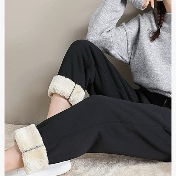 Women's Winter Warm Athletic Sweatpants Sherpa Lined Joggers Fleece Pants Small - Picture 6 of 12